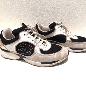 CHANEL Suede Calfskin CC Sneakers